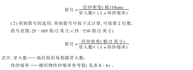 喷气筘的选用