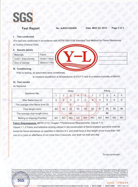 市纺织获得NFPA2112标准认证