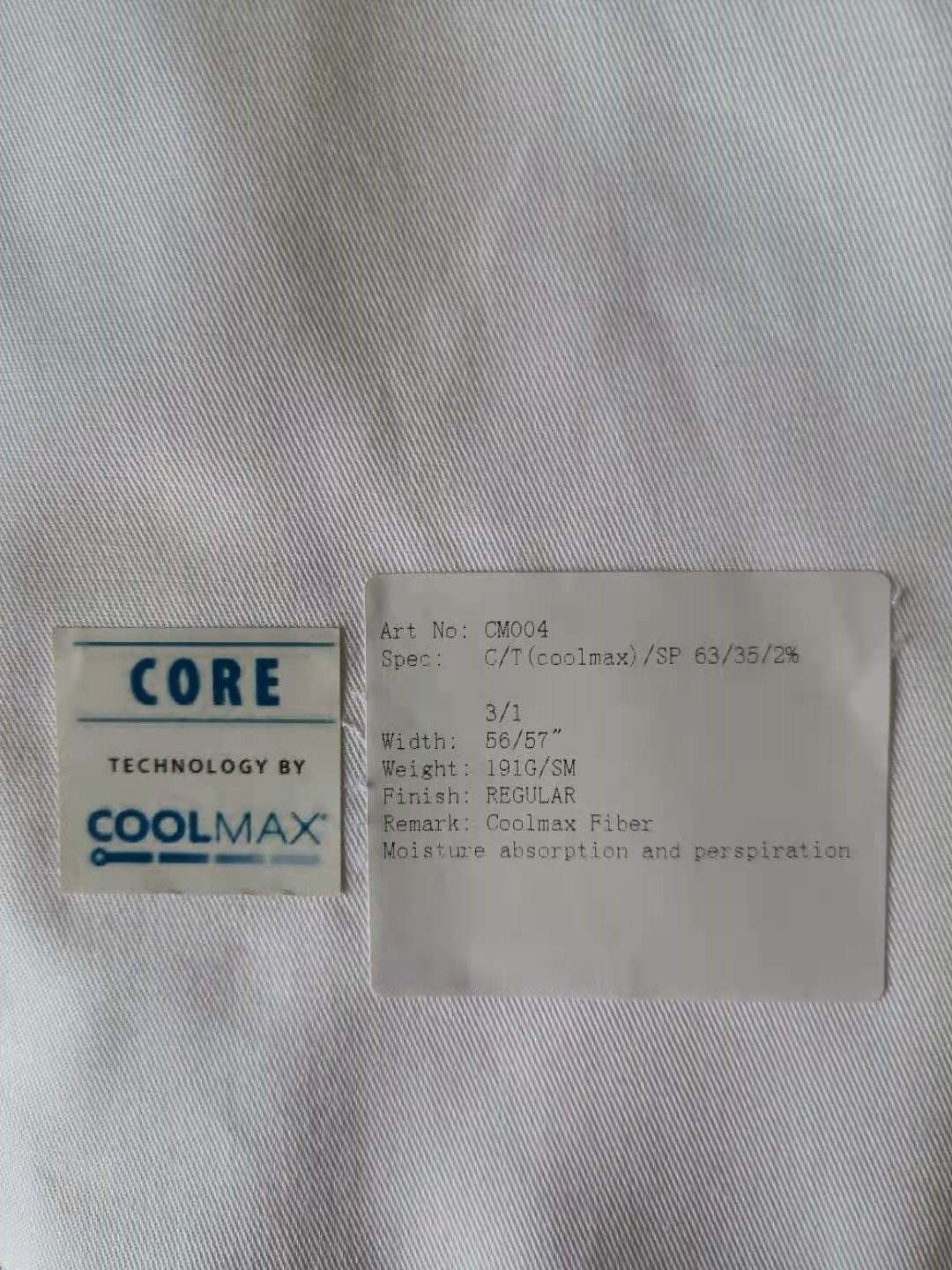 COOLMAX棉交织斜纹纬弹面料